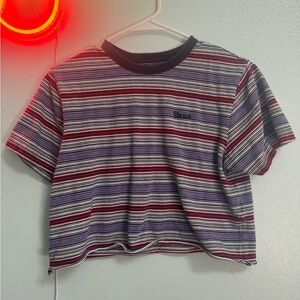 Vans Striped cropped top Tee in Red, Blue & Black